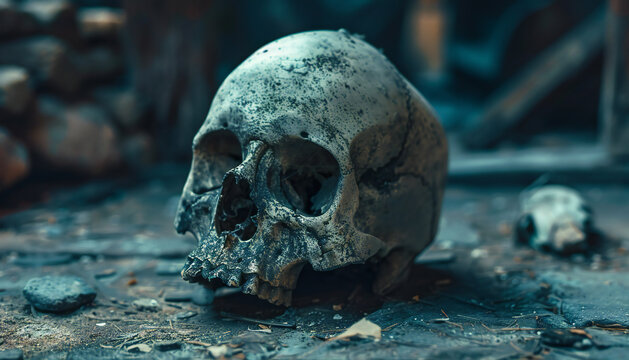 Recreation of a deteriorated skull bone in the ground