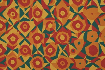 Mozambique capulana fabric inspired colorful geometric wallpaper pattern