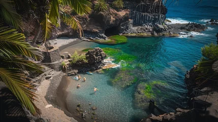 Natural swimming pools Piscinas de La Fajana on the island of La Palma Canary islands Spain : Generative AI