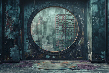 traditiional chinese palace temple room, lights