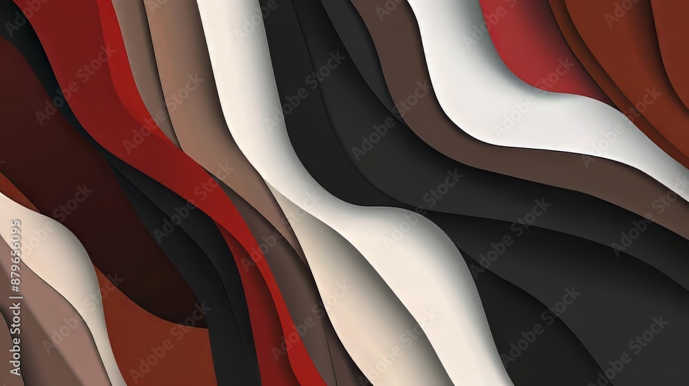 Poster abstract d rendering of smooth flowing red brown and white waves