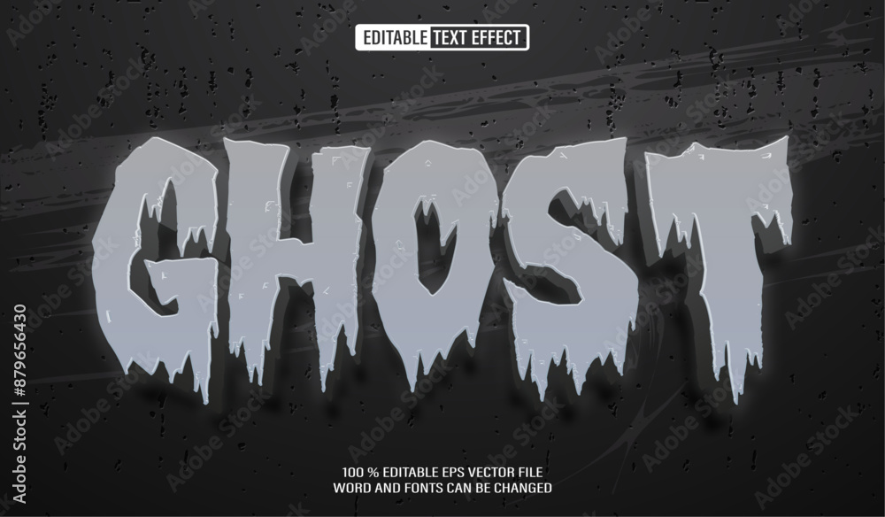 Poster editable 3d text style effect - ghost halloween text effect template