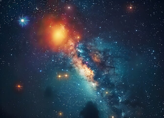 Naklejka premium Gazing Upon The Beautiful And Colorful Stars In The Night Sky Fills Us With Wonder And Awe.