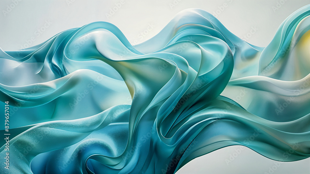 Poster abstract background with wavy lines. blue smooth waves. generative ai