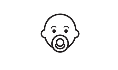 Baby dummy pacifier line icon. linear style black logo white background