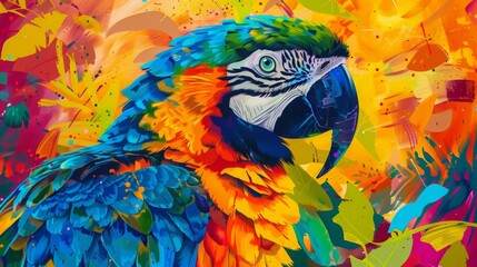 Obraz premium Vibrant Colorful Parrot in Abstract Artistic Background