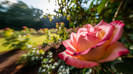 Obraz premium Close-Up Macro Photograph of Pink Rose in Garden