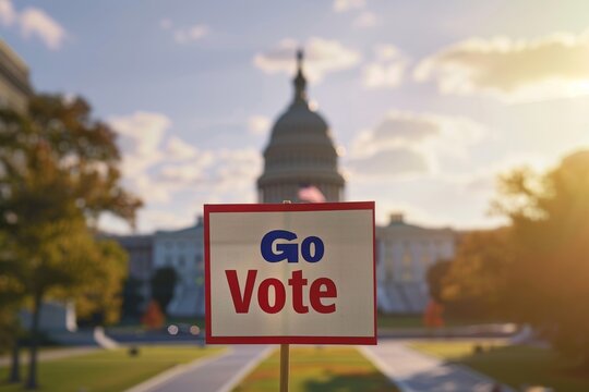 usa elections with go vote political slogan, government and presidential election in America, voting for candidate