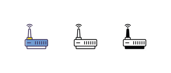 Modem Icons thin line and glyph vector icon stock illustration 