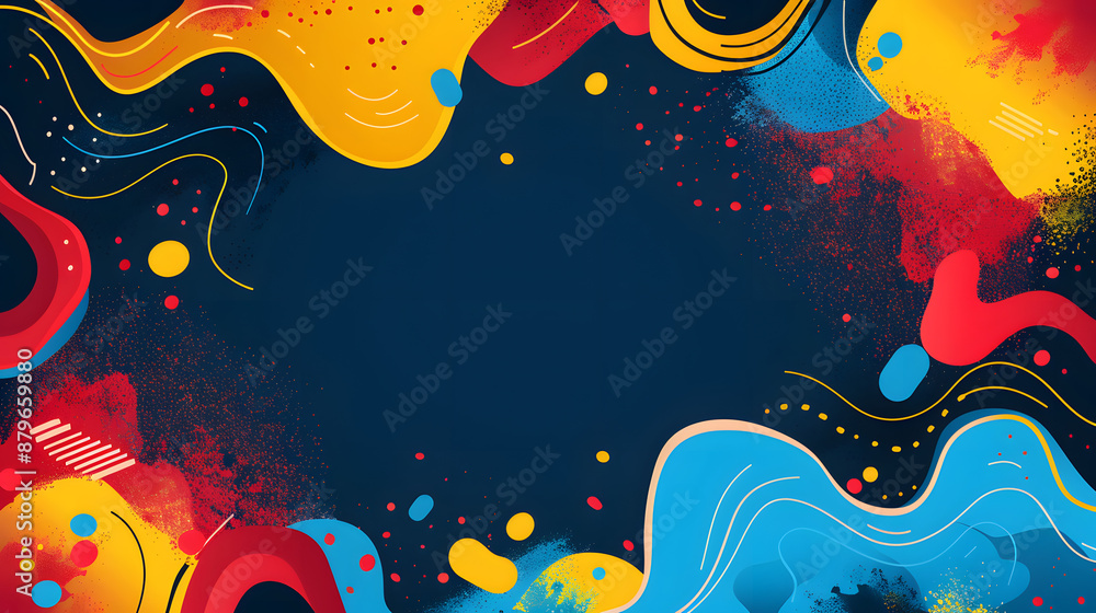 Poster dynamic flat vector background featuring vibrant abstract shapes, designed to accommodate text.