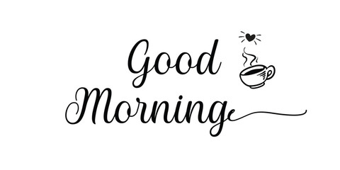 Good Morning calligraphy lettering hand written with brush on grunge textured background. Typography inspiration poster. Vector illustration.