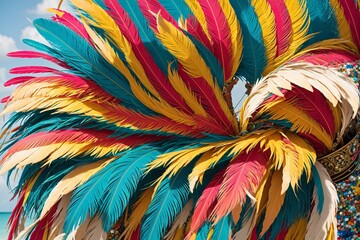 Bahamas junkanoo costume inspired colorful feather pattern wallpaper