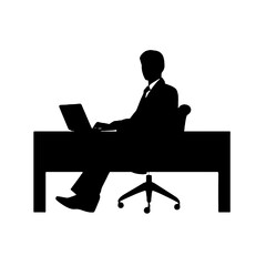 Man working on laptop vector illustration