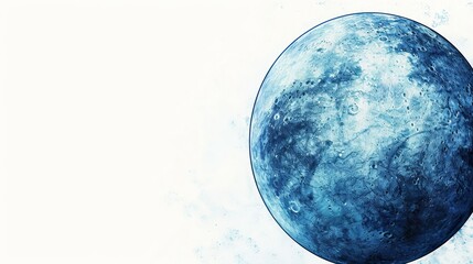 A stunning depiction of a blue planetary body with a cosmic background, featuring detailed textures and celestial elements that create a sense of mystery and exploration.