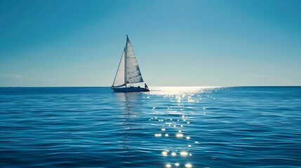 Obraz premium Sailboat at sea on a sunny day Beautiful seascape : Generative AI