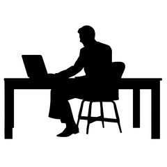 Man working on laptop vector illustration