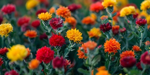 Growing Vibrant Safflower Seeds in Spacious Farm Gardens. Concept Safflower Seeds, Farm Gardens, Growing Tips, Vibrant Harvest, Spacious Environment