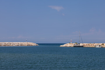 The seaside resort of Limenaria on the island of Thassos in Greece.