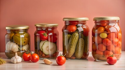 canning jars on a bright minimalist background