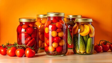 canning jars on a bright minimalist background
