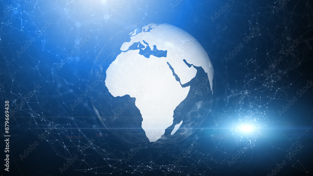 Poster conceptual 3d earth planet globe on digital artificial intelligence cyberspace network illustration 