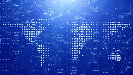 Modern business network charts on artistic shiny illustration background with stock data.	
