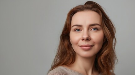Fototapeta premium Portrait of beautiful woman on grey background : Generative AI