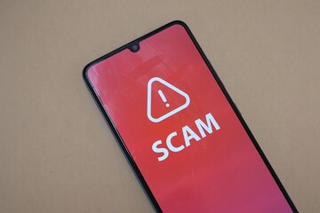 Cyber security. Cyber security warning message on smartphone screen. Information security and technology concept.