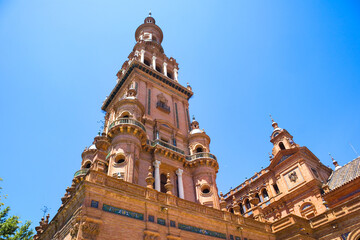 Tower of Square of Spain in Seville, Spain