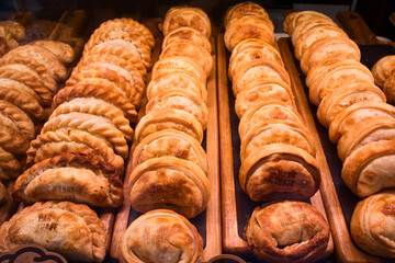 Empanadas - typical spanish pastries for sale in Spain