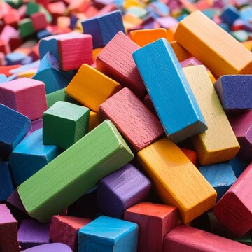 A pile of colorful blocks scattered all over the place