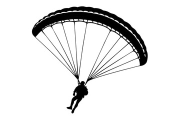 Ski parachute gliding silhouette vector, paraglider vector illustration, Paragliding Parachute Silhouette