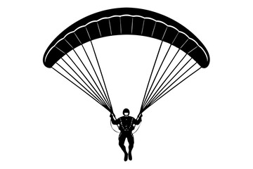 Ski parachute gliding silhouette vector, paraglider vector illustration, Paragliding Parachute Silhouette