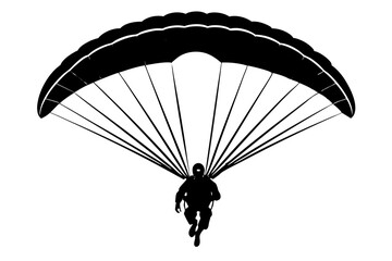 Ski parachute gliding silhouette vector, paraglider vector illustration, Paragliding Parachute Silhouette