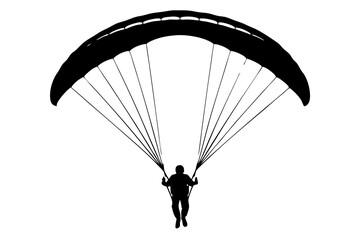 Ski parachute gliding silhouette vector, paraglider vector illustration, Paragliding Parachute Silhouette
