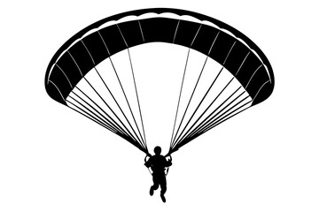 Ski parachute gliding silhouette vector, paraglider vector illustration, Paragliding Parachute Silhouette