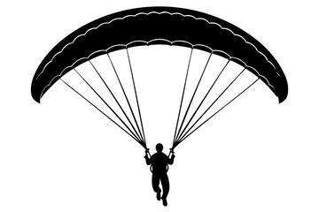 Ski parachute gliding silhouette vector, paraglider vector illustration, Paragliding Parachute Silhouette