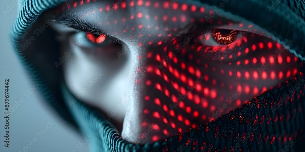 Aufkleber digital artwork of a hacker made of diodes symbolizing a cybersecurity threat. concept cybersecurity