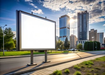 Obraz premium Billboard in city or urban area, ideal for advertising and promotional campaigns, blank bill board, copy space