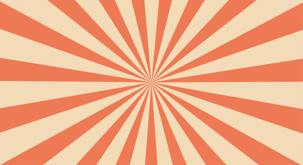 Fototapeta premium Sunburst background. Retro orange and cream radiant design