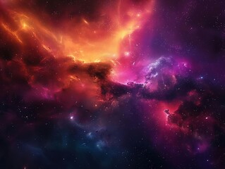 Cosmic Nebula Illustration with Vibrant Colors and Sparkling Stars