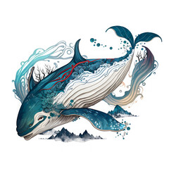 A whale design in okami style