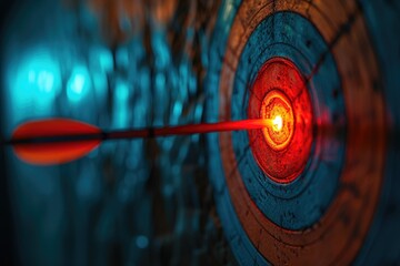 Bullseye Target with Glowing Colors, Strategy Achievement