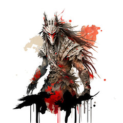 An alien worrior design in okami style