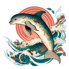 A dolphin design in okami style