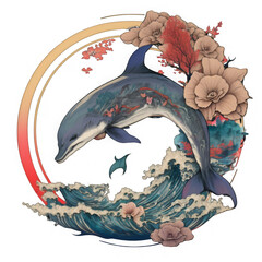 A dolphin design in okami style