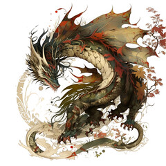 a design of a dragon in okami style