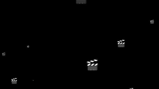 2d animated Open Film Clapboard Icon Set Closeup Isolated on Transparent Background. Clapperboard Design Template, Slapstick, Film Making, hover effect