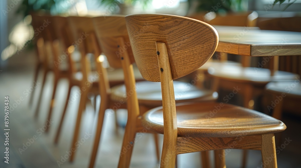 Wall mural Wooden Chairs in a Restaurant