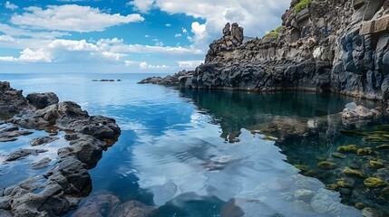 Natural swimming pools Piscinas de La Fajana on the island of La Palma Canary islands Spain : Generative AI